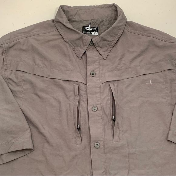 Habit Shirt Adult Size Large Brushed Nickel  Zip Pockets SF 30+ Men - Picture 2 of 6